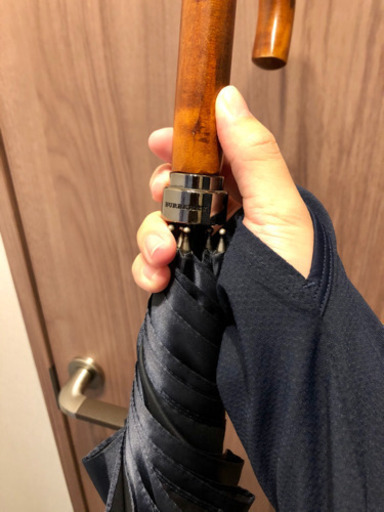BURBERRY バーバリー 高級紳士傘 ネイビー 天然木 大判
