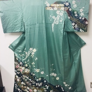 辻が花 訪問着 着物 パステルグリーンの画像