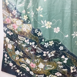 辻が花 訪問着 着物 パステルグリーンの画像