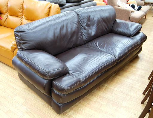 ソファ ニトリ 3人掛け 幅203×奥行93×高さ81cm レザー  ダークブラウン ソファー イス NITORI☆ PayPay(ペイペイ)決済可能 ☆ 札幌市 清田区 平岡