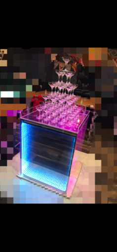 シャンパンタワー用グラス、トレー、台