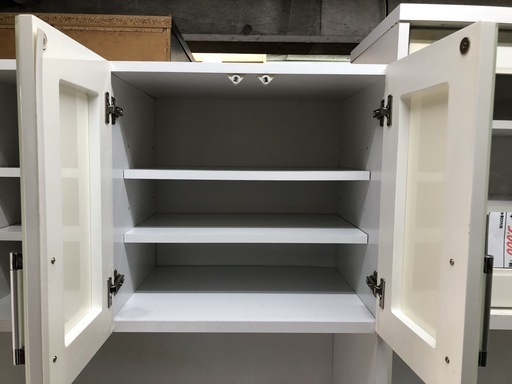 【リサイクルショップどりーむ天保山】2614　食器棚　キッチンボード　ホワイトカラー　キズ、剥がれ有