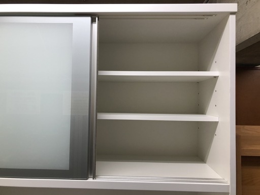 【リサイクルショップどりーむ天保山】2623　食器棚　キッチンボード　セパレートタイプ　松田家具　ホワイトカラー
