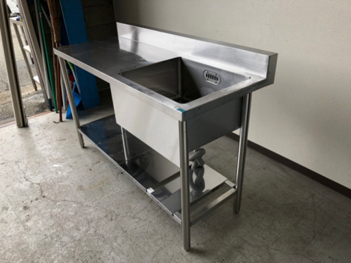 【激安処分】台付1槽シンクすのこ付