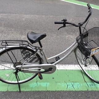 自転車　荷台有り　シルバー　通勤　通学
