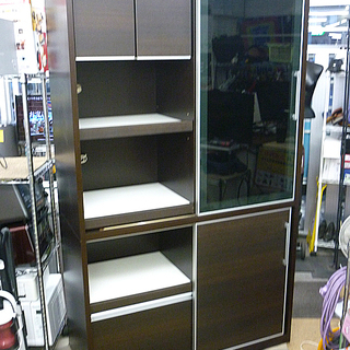 幅120.3cm 松田家具 奥行52cm レンジボード/家電ボード スライド扉