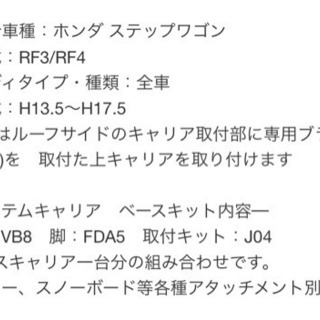 ステップワゴンRF3、RF4、ベースキャリア、ルーフキャリアの画像