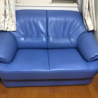 ソファー　2人掛け　おしゃれ　水色の画像