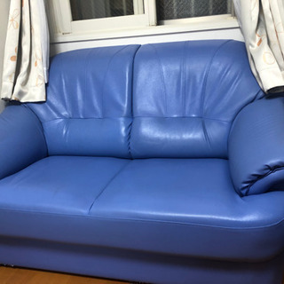 ソファー　2人掛け　おしゃれ　水色の画像