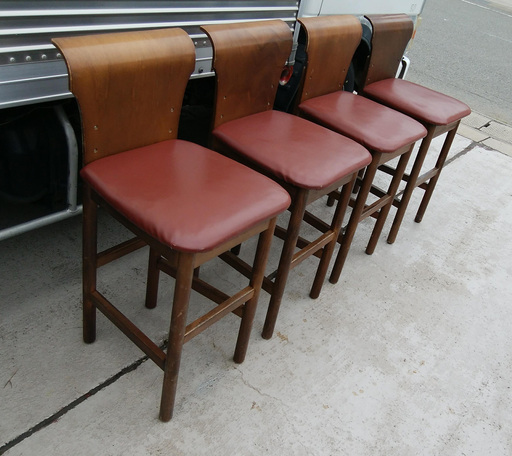 《姫路》ヴィンテージ(Marukatsu)プライウッド/カウンターバーチェア4脚☆アンティークな逸品☆