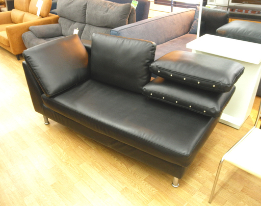 2人掛け カウチソファ 幅150 座面高さ40㎝ 合皮 ブラック 脚付き クッション付き 札幌 豊平区 西岡