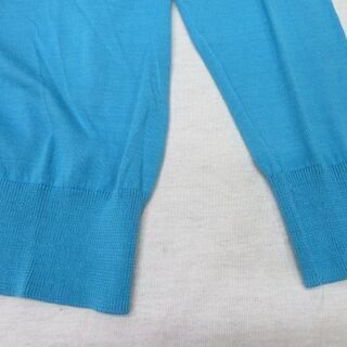 タグ付き 新品 紳士 長袖 薄地 ニット M 綿100% ターコイズ の画像
