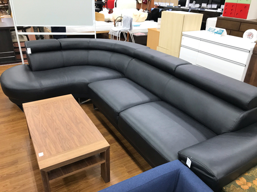 コーナーソファー　ブラック　合皮