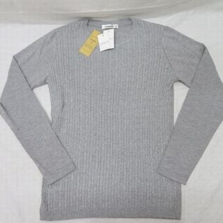 タグ付き 新品 紳士 長袖 薄地 ニットカットソー Lサイズ グレー