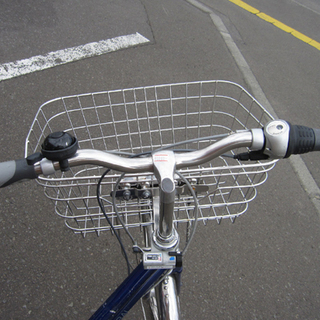 自転車 27インチ 切替付き 鍵付き ワイドカゴ 青/ブルー ママチャリ