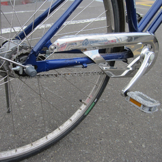 自転車 27インチ 切替付き 鍵付き ワイドカゴ 青/ブルー ママチャリ