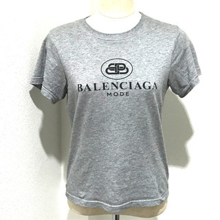 BALENCIAGA バレンシアガ 583259TFV761300 アパレル BBロゴ MODE プリント クラシックジャージー 19AW タグ有 半袖Ｔシャツ グレー レディース