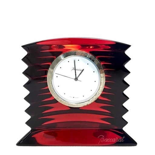 Baccarat バカラ ラウンドクロック インテリア 置時計 クリスタルガラス レッド