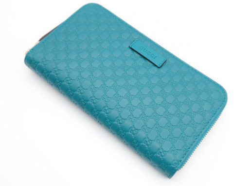 《GUCCI グッチシマ ラウンドファスナー長財布 》Sランク 水色 新品、未使用品