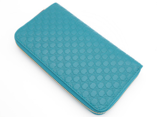 《GUCCI グッチシマ ラウンドファスナー長財布 》Sランク 水色 新品、未使用品