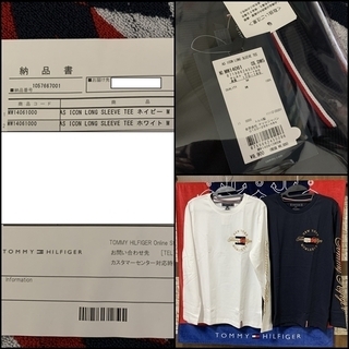 リッチな黄金のロゴ刺繍　在庫希少　ネイビーM　ロンT　TOMMY HILFIGERの画像