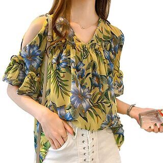 【新品・未使用】花柄 シフォンブラウス（Mサイズ）