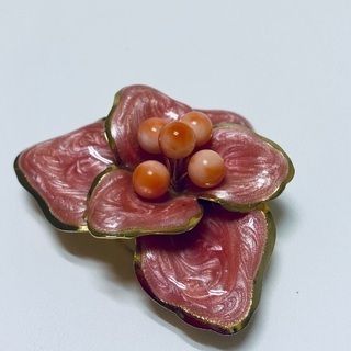 店頭販売済　〇 Summer SALE 珊瑚2wayブローチ 〇の画像