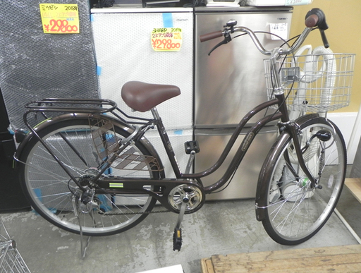美品 26インチ 自転車 ママチャリ 6段切換 カゴ 荷台 スタンド ベル カギ ライト付き ☆ 札幌市 白石区 東札幌 ☆ アウトレットモノハウス