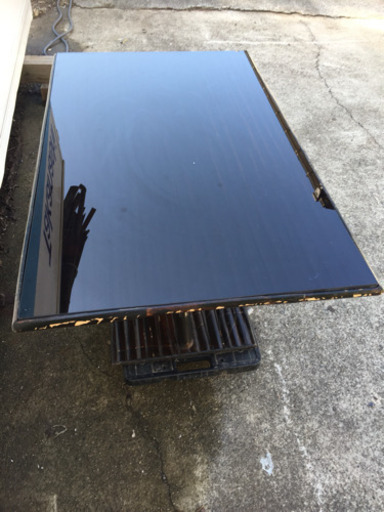 アジアン風 ガラステーブル 竹細工テーブル 1020×620×H500