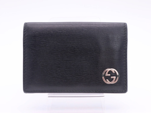 《GUCCI/インターロッキング 名刺入れ》306717 ブラック Bランク