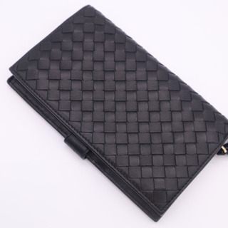 BOTTEGA VENETA/イントレチャート 二つ折り長財布》ABランク 黒