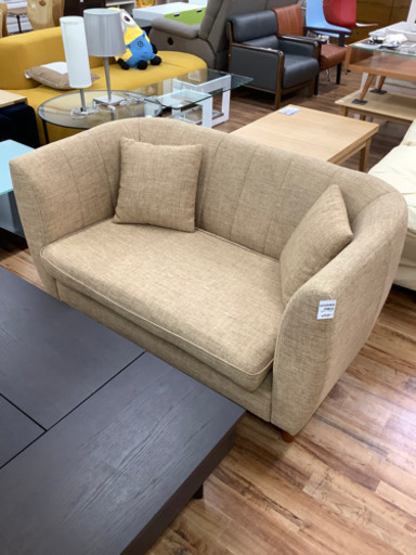 2人掛けソファ　ブラウン