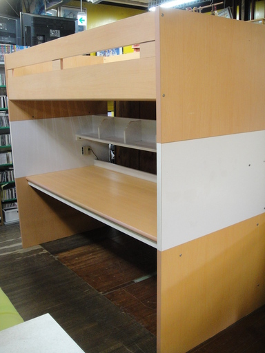 KOIZUMU(コイズミ）ハイベッドデスク　LCM-870WH　システムベッド　デスク・ブックシェルフ付き　ロフトベッド　ハイベッド