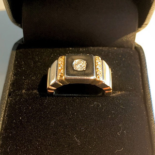 K18 Pt900 ダイヤ0.3ct メンズリング 10g