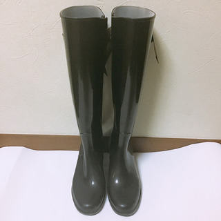 レインブーツ　ブラウンリボンデザインの画像