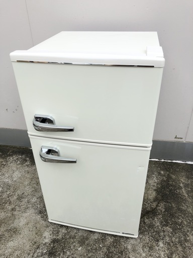 【管理KRR175】S-cubism 2018年 WRD-2090W 85L 2ドア冷凍冷蔵庫 レトロ調