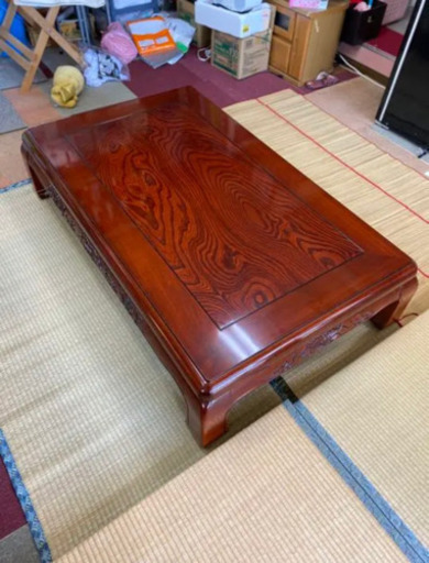 猫脚座卓　獅子彫り　和式座卓　日本製