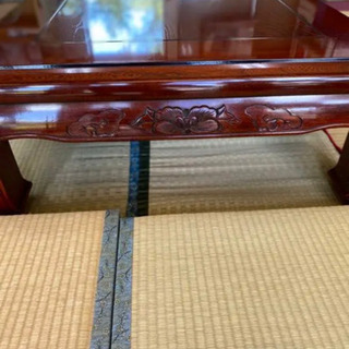 猫脚座卓　獅子彫り　和式座卓　日本製の画像