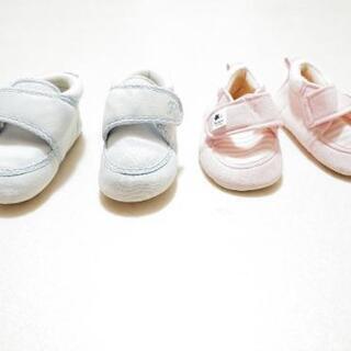 ベビーシューズ　青12　ピンク12.5　２足セット　赤ちゃん靴男...