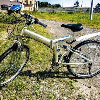 21段切替：折り畳みマウンテンバイク；中古：前後輪ダブルサスペンション