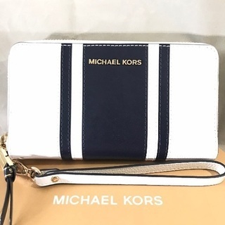 Michael Kors Optic Admiral Large Flat Leather Wallet Phone Case Wristlet