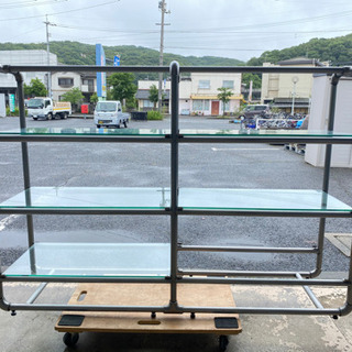 陳列棚　オープンシェルフ　物品棚　ガラス　パイプ　男前　無骨　シャビーの画像