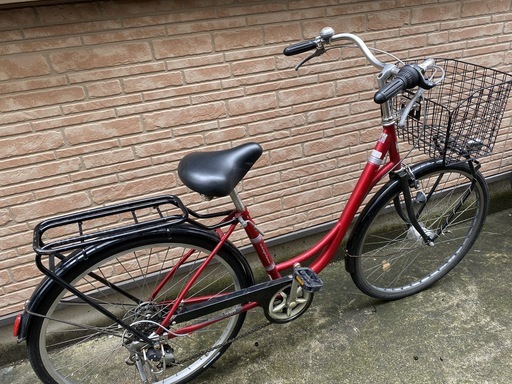 シティサイクル 26インチ 外装6段変速 レッド