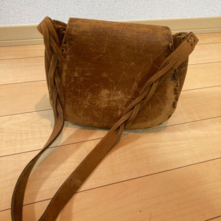 アンティーク　ショルダーバッグ　手作り皮製品　の画像