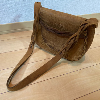 アンティーク　ショルダーバッグ　手作り皮製品　の画像