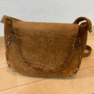 アンティーク　ショルダーバッグ　手作り皮製品　の画像