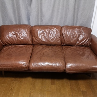 ウニコ　レザーソファー3シーター　ブラウン unico / ウニコ VINT(ヴィント) レザーソファ 3シーター オットマン