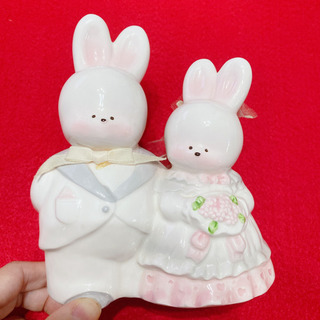 ウサギ　ウエディング　貯金箱