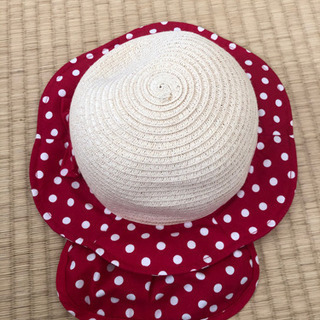 美品　48cm 水玉帽子