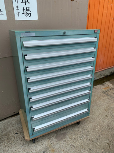 OSキャビネット　９段　工具箱　部品棚　鍵有り
